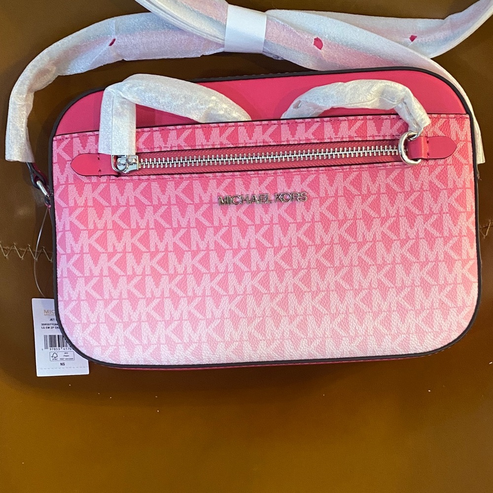 Michael Kors Vibrant Pink Logo Crossbody Bag